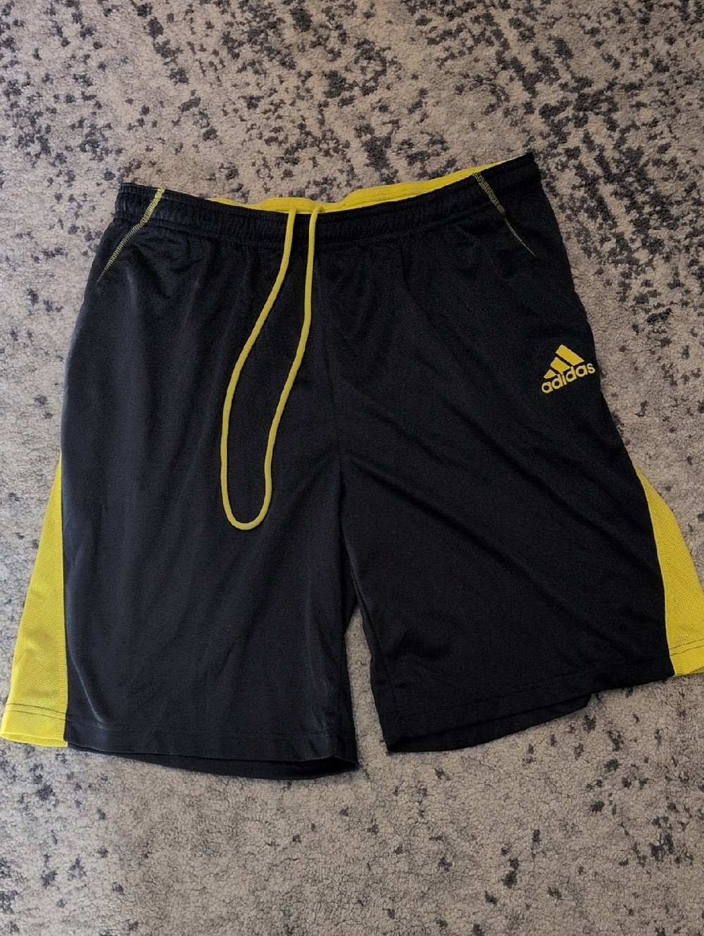 Adidas Black & Yellow Lightweight Athletic Training Shorts